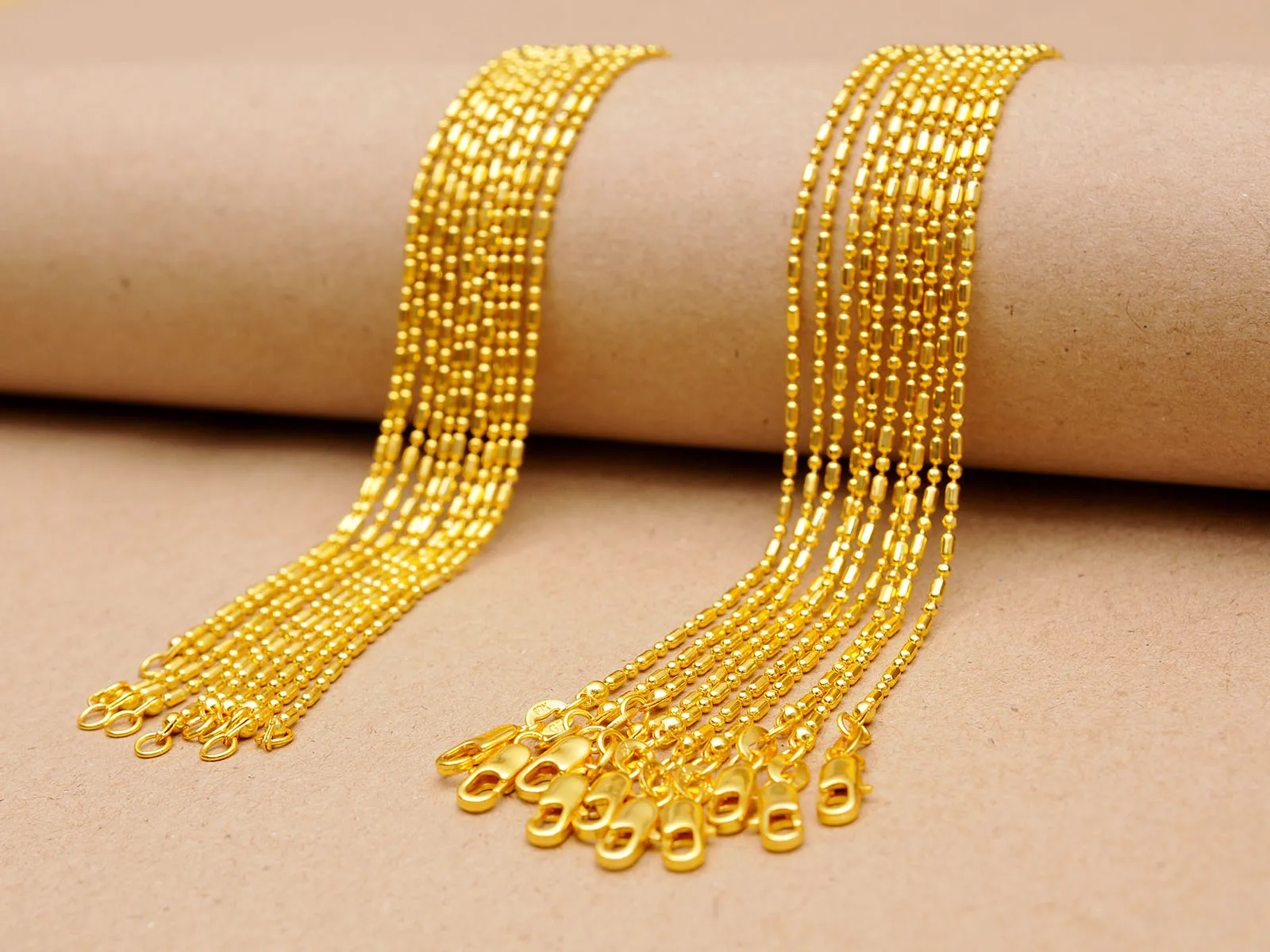 

5PCS Women's High Jewelry 1.2MM 18 K Gold Column Ball Chain Necklace Charm Gold Necklace 16" 18" 20" 22" 24" 26" 28" 30" inches