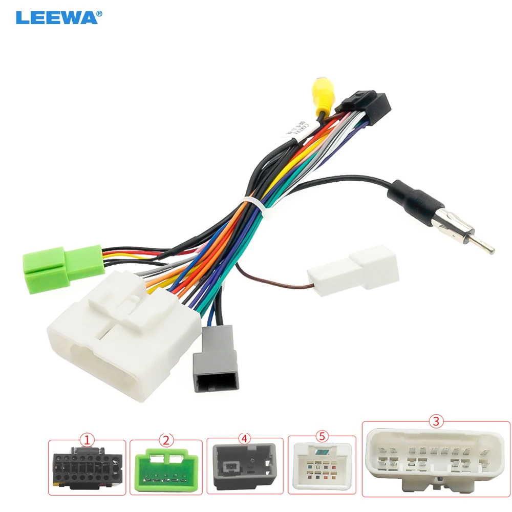 

LEEWA Car 16pin Power Cord Wiring Harness Adapter With Rearview Wire For Isuzu D-MAX (08-18) Installation Head Unit Cable