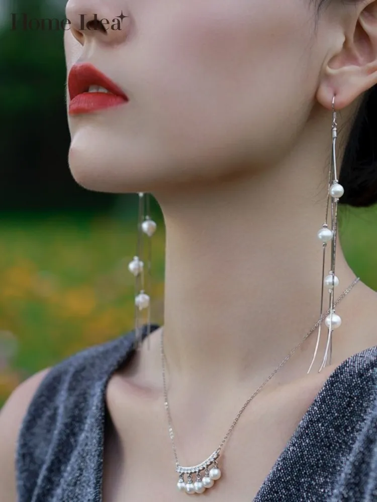 Ladies Elegant 925 Sterling Silver Pearl Necklace Earrings Women Designer Party Fashion Jewelry Set
Ladies Elegant 925 Sterling Silver Pearl Necklace Earrings Women Designer Party Fashion Jewelry Set