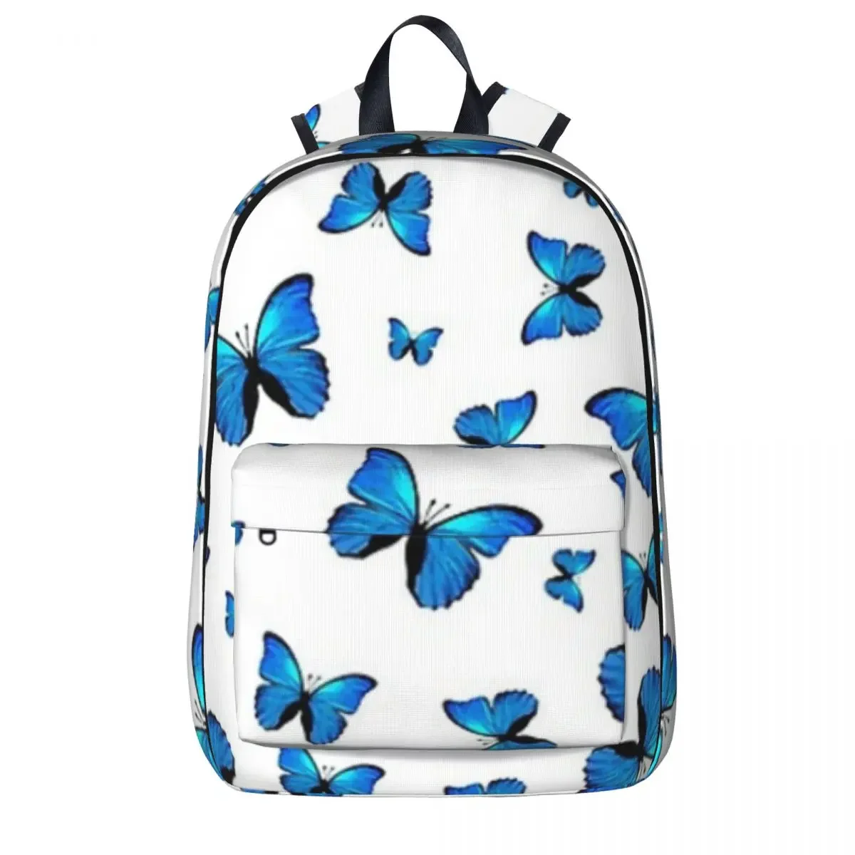

Blue Butterflies Print Backpack Waterproof Student School Bag Laptop Rucksack Travel Rucksack Large Capacity Bookbag
