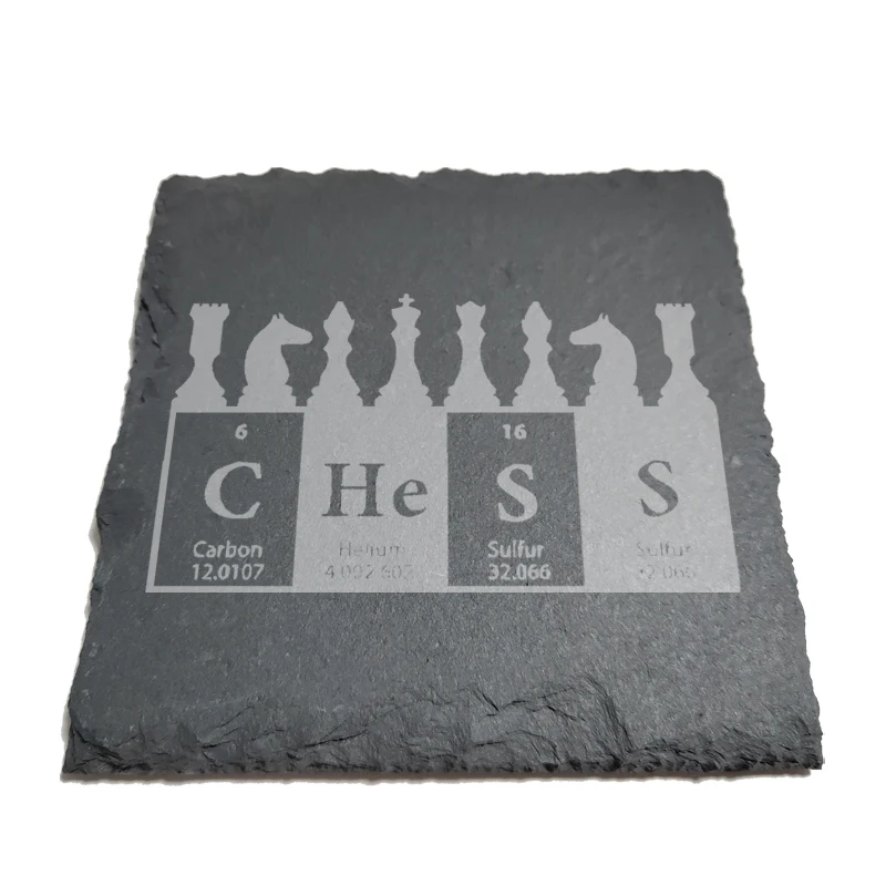 

Chess Set Periodic Table Natural Rock Coasters Black Slate for Mug Water Cup Beer Wine Goblet J233