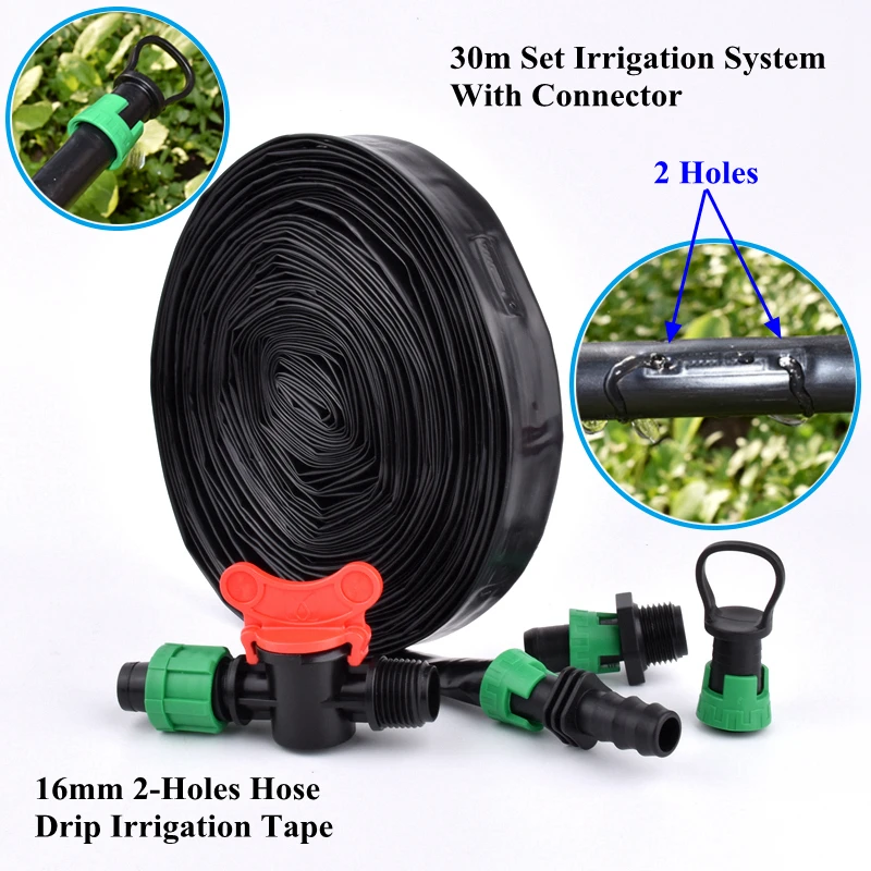 

Шланг для капельного орошения с 2 отверстиями, садовая система полива, сельскохозяйственные разбрызгиватели для полива теплиц, 30 м/компл. 16 мм