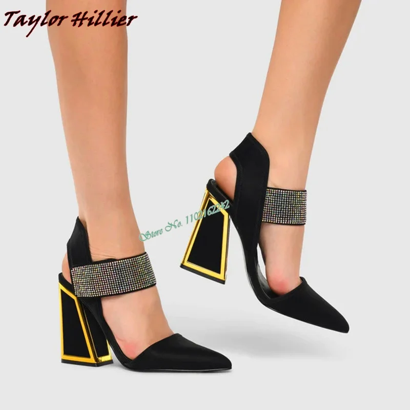 Gold Edge Special-Shaped Heel Rhinestone Runway Shoes Autumn New Pointed Thick Heel Party Banquet Designer High Heels For Women
Gold Edge Special-Shaped Heel Rhinestone Runway Shoes Autumn New Pointed Thick Heel Party Banquet Designer High Heels For Women
