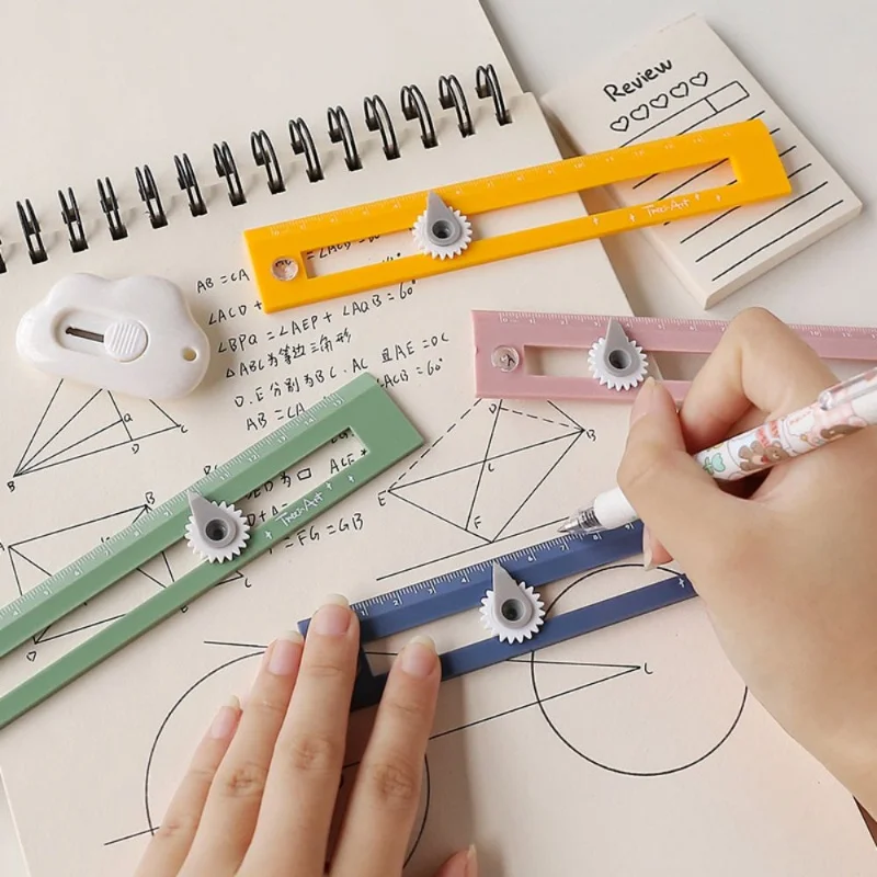 

Two-in-one Compasses Ruler for Office School Color Multifunctional Drawing Circle Tool DIY Geometric Compass Kawaii Stationary
