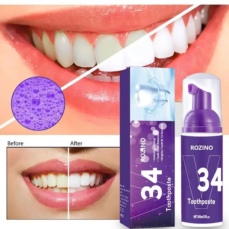 30ml V34 Purple Whitening Toothpaste Remove Stains Reduce Yellowing Care For Teeth Gums Fresh Breath Brightening Teeth 2023
30ml V34 Purple Whitening Toothpaste Remove Stains Reduce Yellowing Care For Teeth Gums Fresh Breath Brightening Teeth 2023