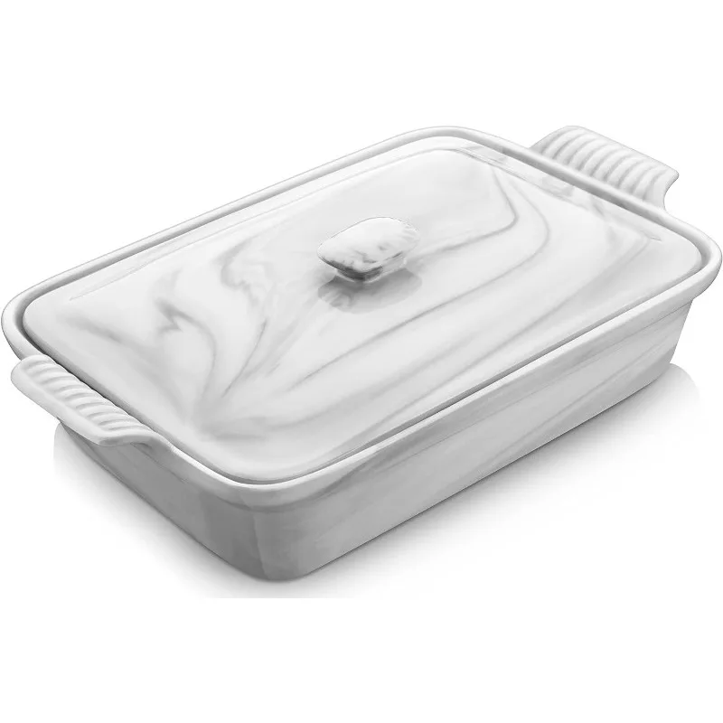 

3.4 Quart Baking Dish With Lid, Lasagna Pan Deep Ceramic Bakeware Covered Casserole Dish, Microwave, Oven Safe, Series