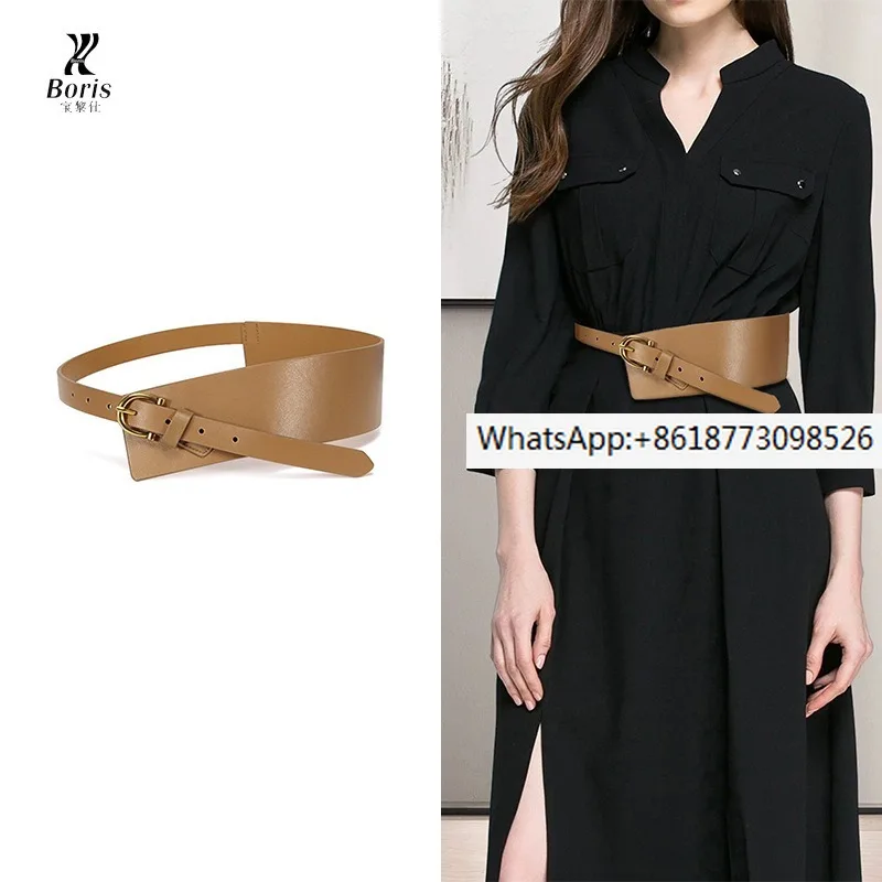 

Sheepskin wide waistband for women, genuine leather for fashion and versatility, waist cover for external decoration and suit