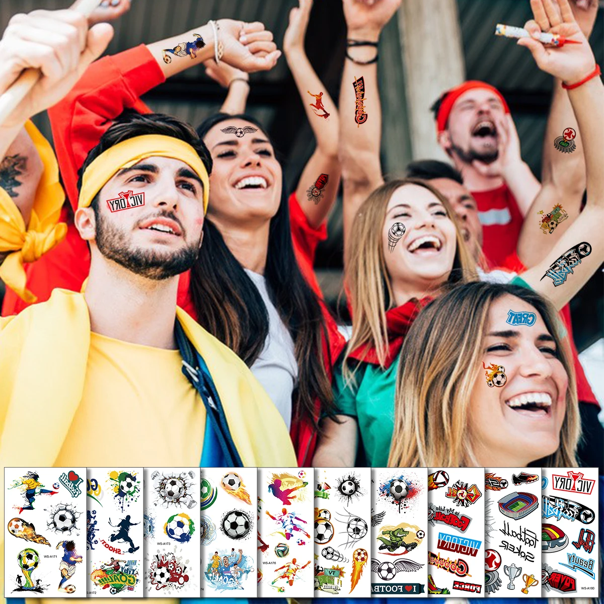 Football Temporary Tattoos Waterproof Cartoon Soccer Ball Fake Tattoo Face Makeup Stickers for Fans Clubs Event Party Supplies
Football Temporary Tattoos Waterproof Cartoon Soccer Ball Fake Tattoo Face Makeup Stickers for Fans Clubs Event Party Supplies