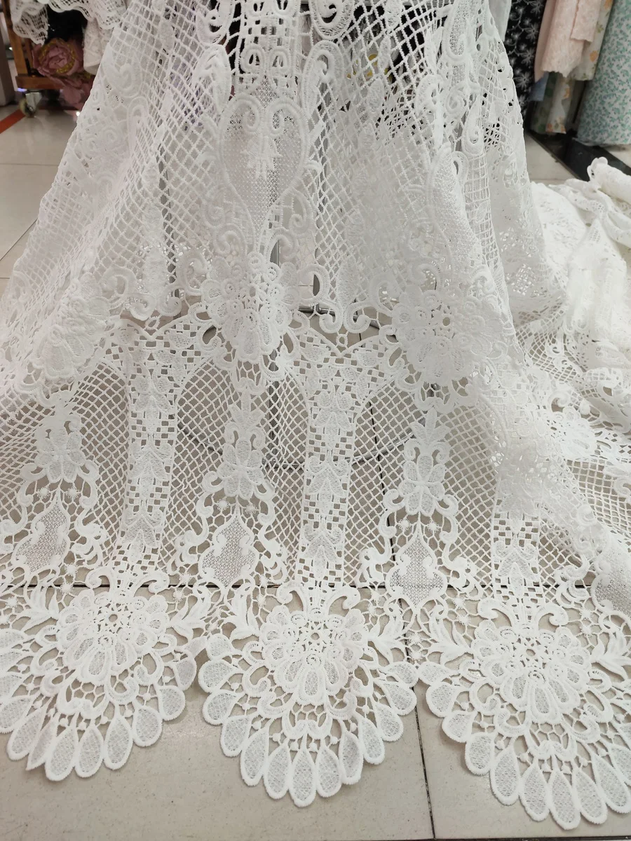 White Milk Silk Afrcan Lace Fabric 2023 High Quality Water Soluble Guipure Cord Lace Material For Wedding Party Dress LJFT2332
White Milk Silk Afrcan Lace Fabric 2023 High Quality Water Soluble Guipure Cord Lace Material For Wedding Party Dress LJFT2332