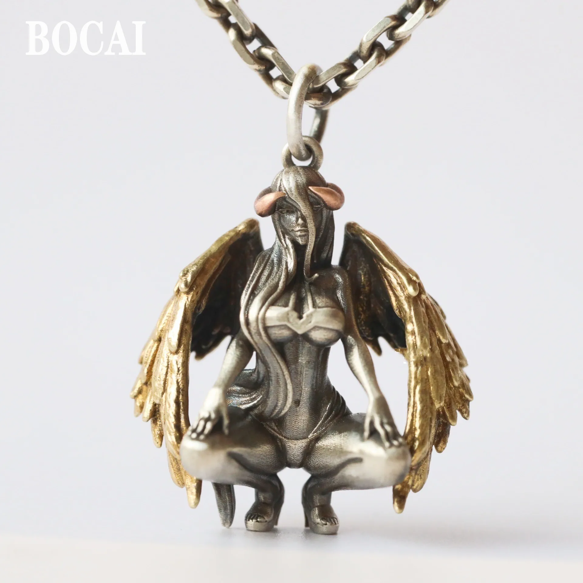 BOCAI New Real Pure S925 Silver Jewelry Retro Punk Devil Angel Trendy Men and Women Couples Pendants Holiday Gifts
BOCAI New Real Pure S925 Silver Jewelry Retro Punk Devil Angel Trendy Men and Women Couples Pendants Holiday Gifts