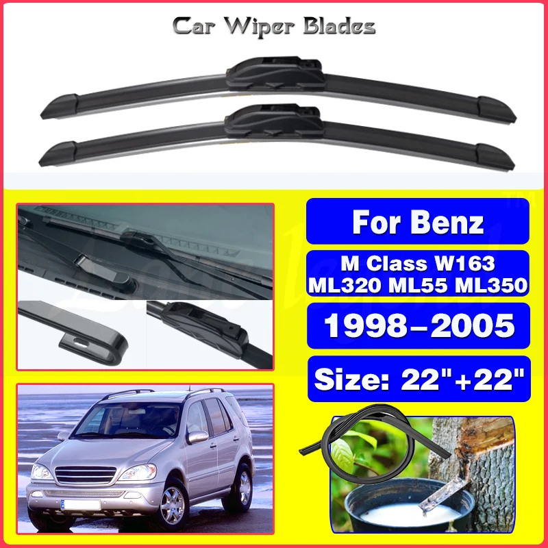 

Car Front Wiper Blades For Mercedes Benz M Class W163 1998 - 2005 ML320 ML55 ML350 Windscreen Windshield Car Accessories 22"+22"