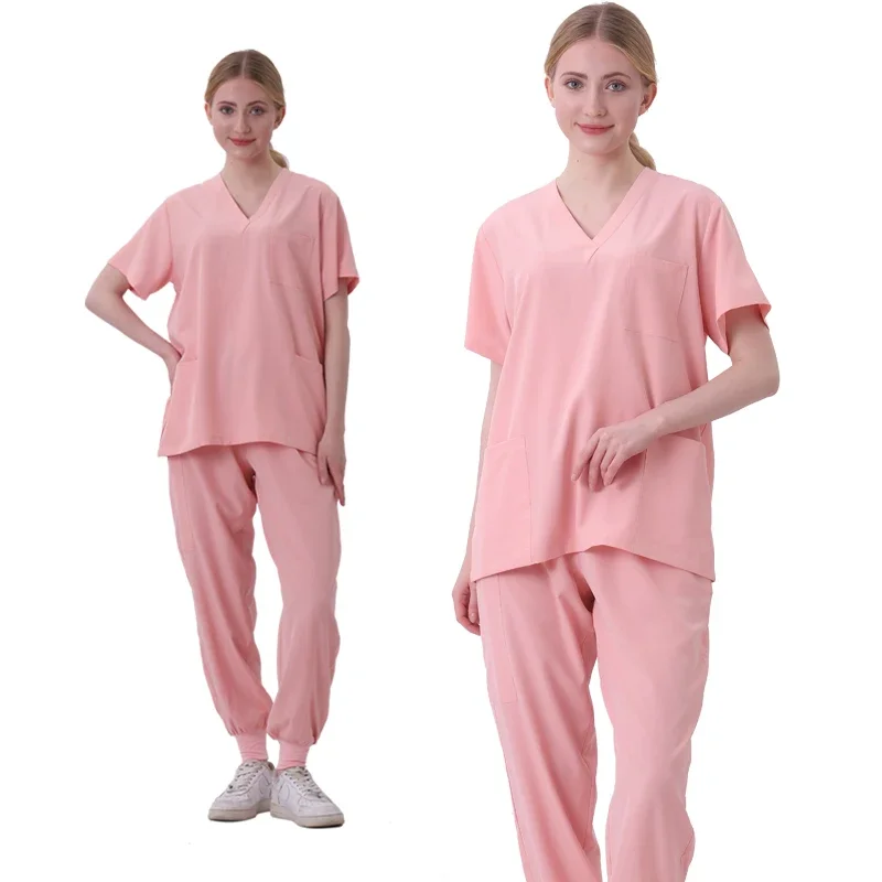 

Multicolor Scrubs Uniform Nursing Uniform Short Sleeve Tops+Pants Women Pet Shop Doctor Scrub Medical Surgery Workwear Scrub Set