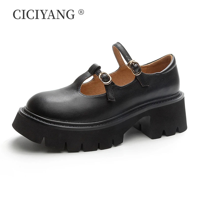 

CICIYANG Mary Jane Shoes Womens Genuine Leather Autumn 2023 New Girl Japanese Jk Chunky Platform Small Leathe Shoes High Heels