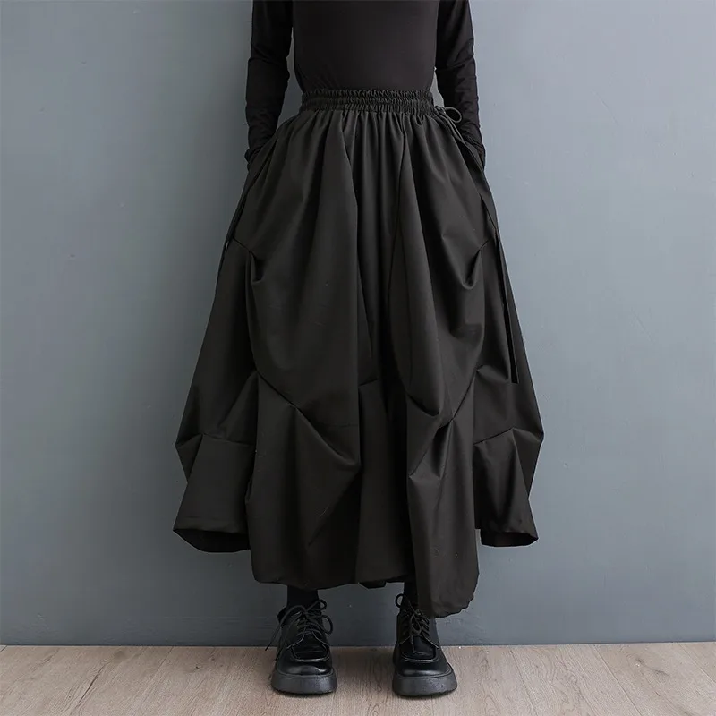 

Женская длинная юбка-штаны, черная универсальная юбка с широким подолом и эластичным поясом, Повседневная Свободная юбка, осень 2024