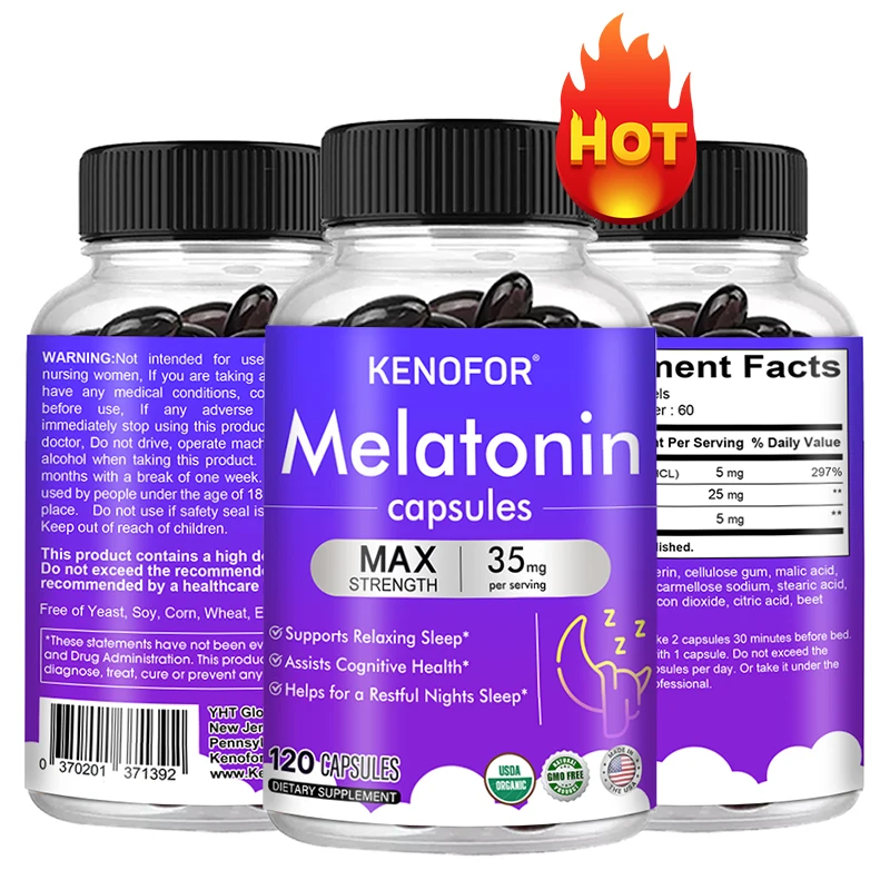 

Melatonin Capsule Supplement - Helps Improve Insomnia, Stress and Anxiety, Deep Sleep & Improve Sleep Quality, Non-GMO