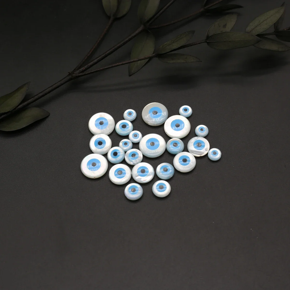 

2Pcs Blue Greek Eye Evil Eye Natural Shell Round Loose Beads for DIY Jewelry Making Necklace Bracelet Charms Accessories