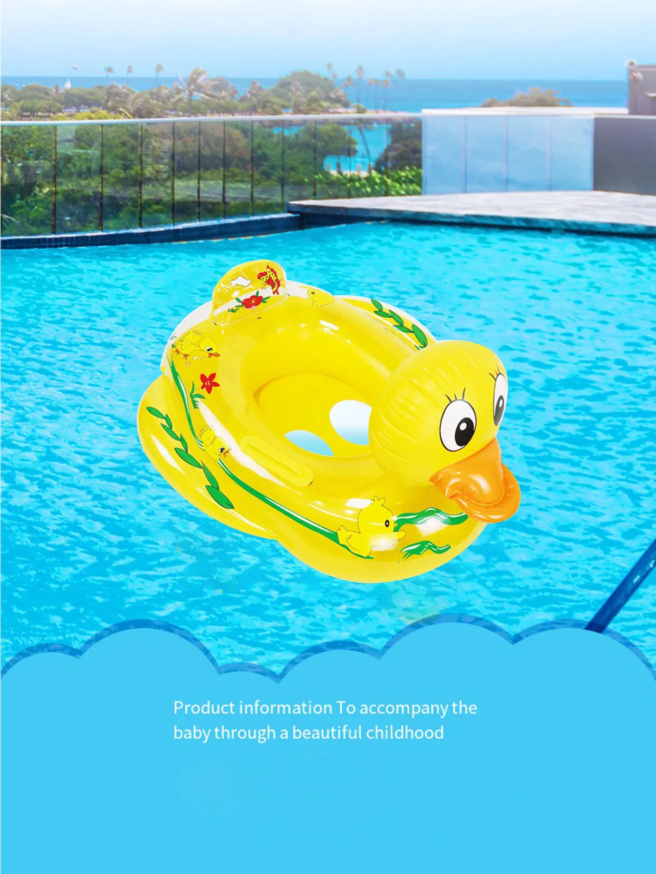 

Baby Safe Swimming Seat Cute Little Yellow Duck Swim Ring Summer Float Seat Baby Inflatable Ring Water Sport Pool Toy