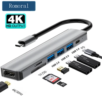 USB C 타입 허브와 HDMI 도킹 스테이션, 맥북 에어 M1 프로 노트북용, 삼성 덱스 모드 도킹, 4K 지원, PD TF SD 포함