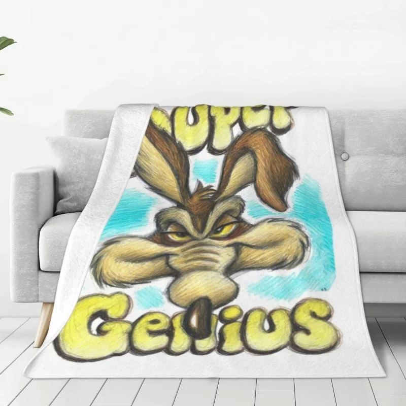 

Coyote Super Genius Anime Blankets cartoon funny animation Flannel Throw Blankets Bedroom Sofa Decoration Soft Warm Bedspreads
