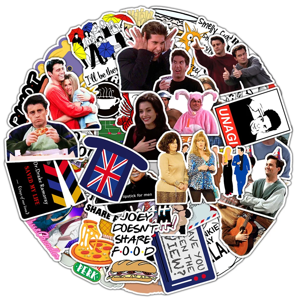 10/30/50pcs Classic TV Show Friends Stickers Comedy Rachel Green Sticker Laptop Bike Suitcase Wall Waterproof Decal Toys Gift
10/30/50pcs Classic TV Show Friends Stickers Comedy Rachel Green Sticker Laptop Bike Suitcase Wall Waterproof Decal Toys Gift