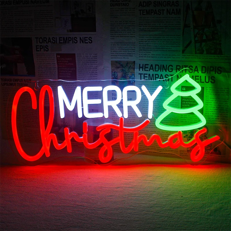 

Merry Christmas Neon Sign Atmosphere Christmas Party Signs Holiday Lights for Bedroom Living Room Wall Decoration Christmas Gift