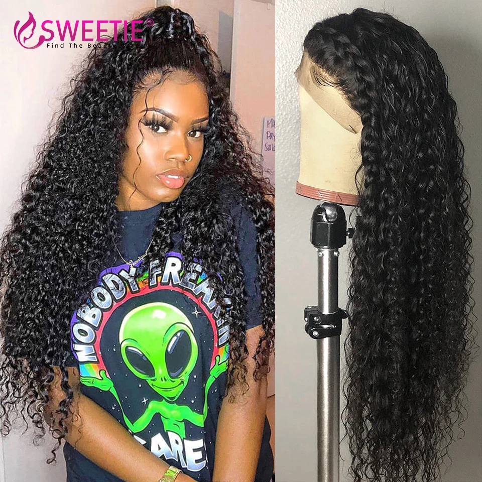 

13X6 13x4 Lace Front Wigs Kinky Curly Transparent Lace Frontal Human Hair Wig Brazilian Remy Hair 180% Density Glueless Lace Wig