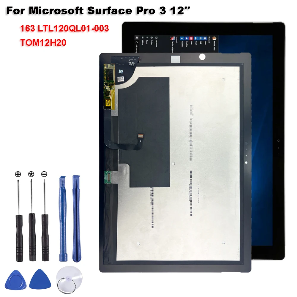 

New AAA+ For Microsoft Surface Pro 3 Pro3 1631 120QL01-003 V1.1 12" LCD Display Touch Screen Digitizer Glass Assembly Repair