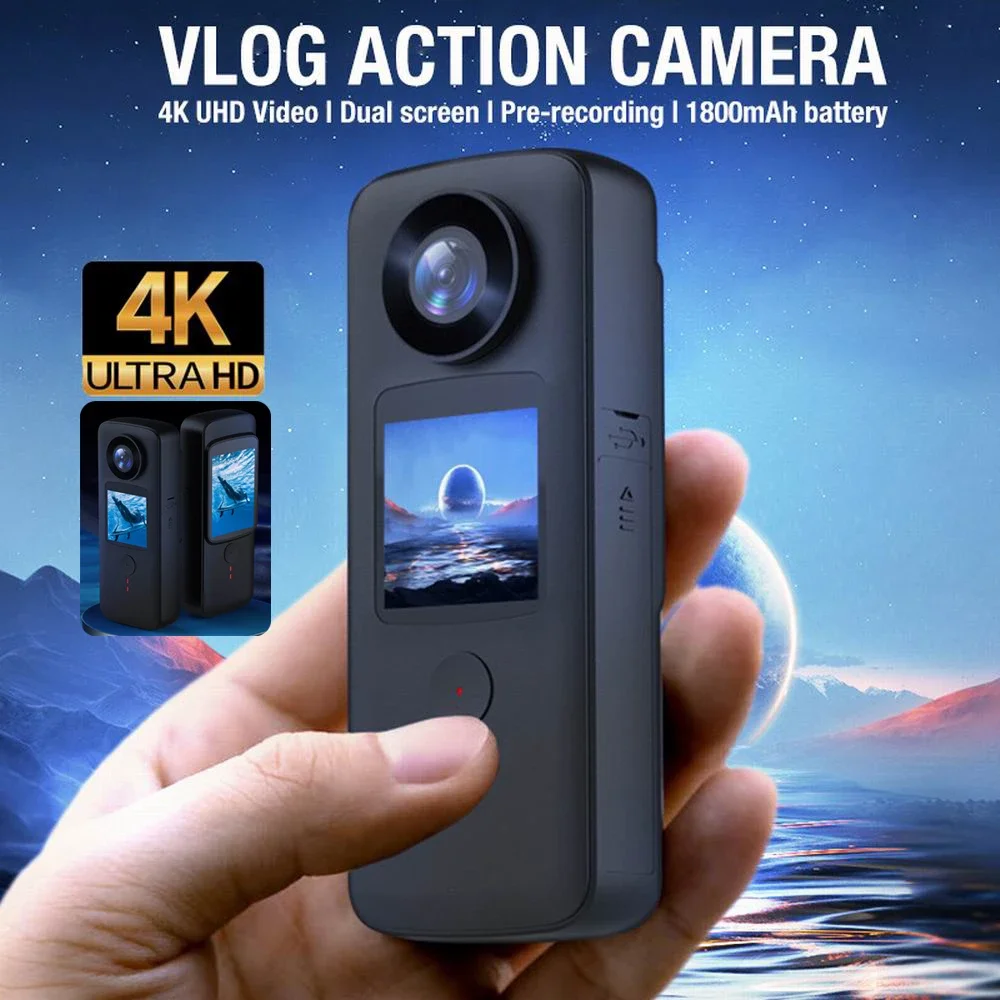 

Action Camera 30M Waterproof Diving 4K Dual Screen Outdoor Sports Camera Video Recorder IPS Touch Screen DV WiFi Mini Cam