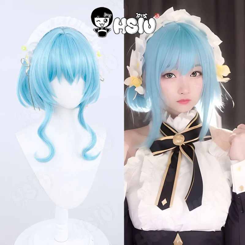 

Villhaze Cosplay Wig Anime Hikikomari The Vampire Cosplay Wig HSIU 40Cm light blue short hair Synthetic Wig Wig Cap