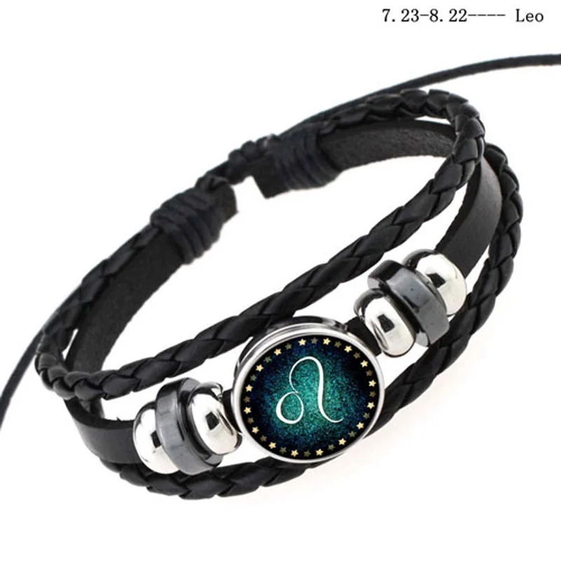 12 Constellation Bracelets Men Snap Charm Leather Bracelets Braided Horoscope Bracelets Women Girls Fashion Jewelry Gifts 12 Constellation Bracelets Men Snap Charm Leather Bracelets Braided Horoscope Bracelets Women Girls Fashion Jewelry Gifts