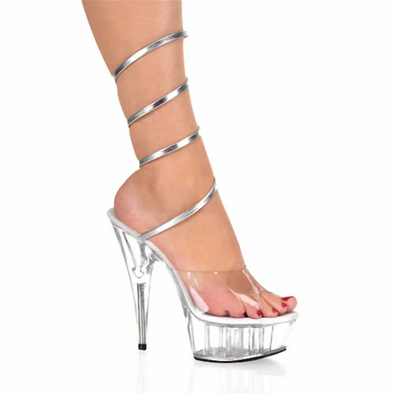 

Clear Crystal 15CM Sexy Super High Heel Platforms Pole Dance/Performance/Star/Model Shoes, Wedding dance shoes