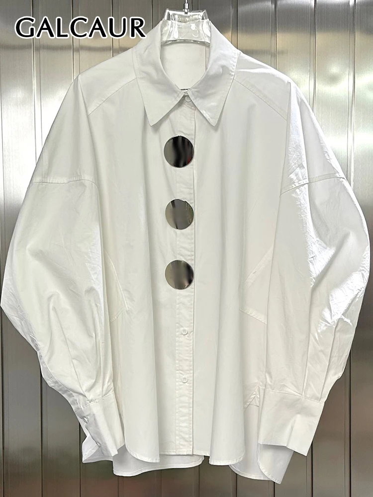 GALCAUR Casual Minimalist Loose Blouses For Women Lapel Puff Sleeves Patchwork Single Breasted Korean Spring Solid Shirts Female 
GALCAUR Casual Minimalist Loose Blouses For Women Lapel Puff Sleeves Patchwork Single Breasted Korean Spring Solid Shirts Female