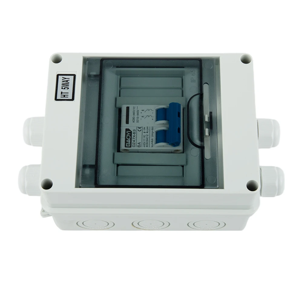 6 125A Rated Current Solar/Wind Hybrid System DC440V Circuit Breaker Disconnect Switch Box Waterproof IP65 for Outdoor Use
6 125A Rated Current Solar/Wind Hybrid System DC440V Circuit Breaker Disconnect Switch Box Waterproof IP65 for Outdoor Use
