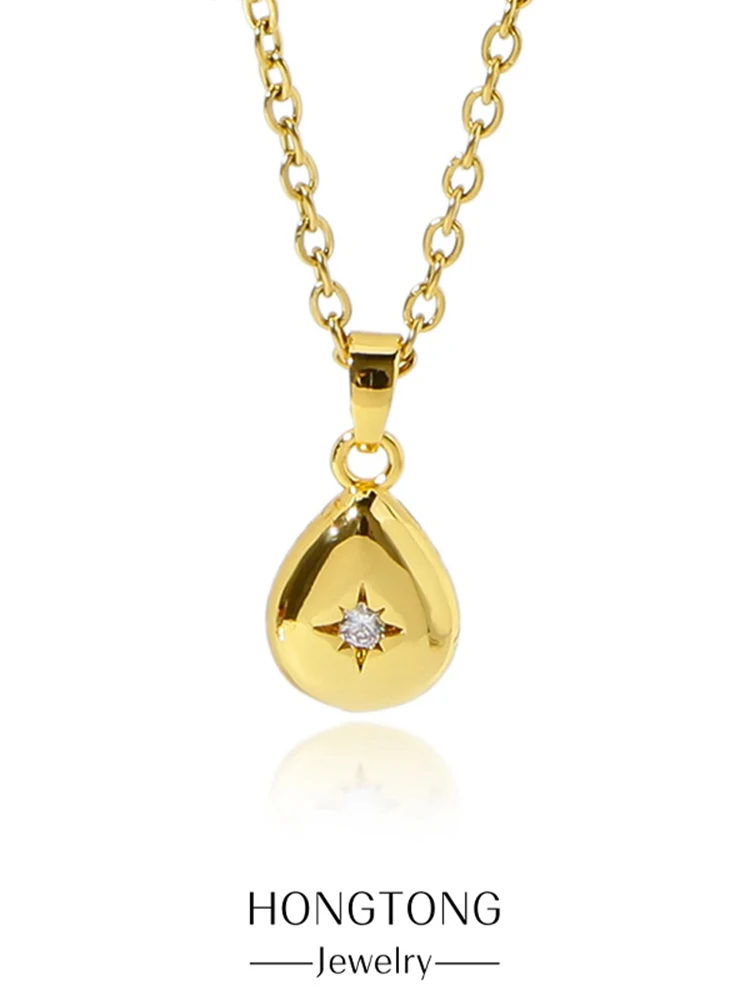 HONGTONG Water Drop Pendant Necklace For Women High Quality Stainless Steel Jewelry 18k Gold Plated Charm Accessories Gift
HONGTONG Water Drop Pendant Necklace For Women High Quality Stainless Steel Jewelry 18k Gold Plated Charm Accessories Gift