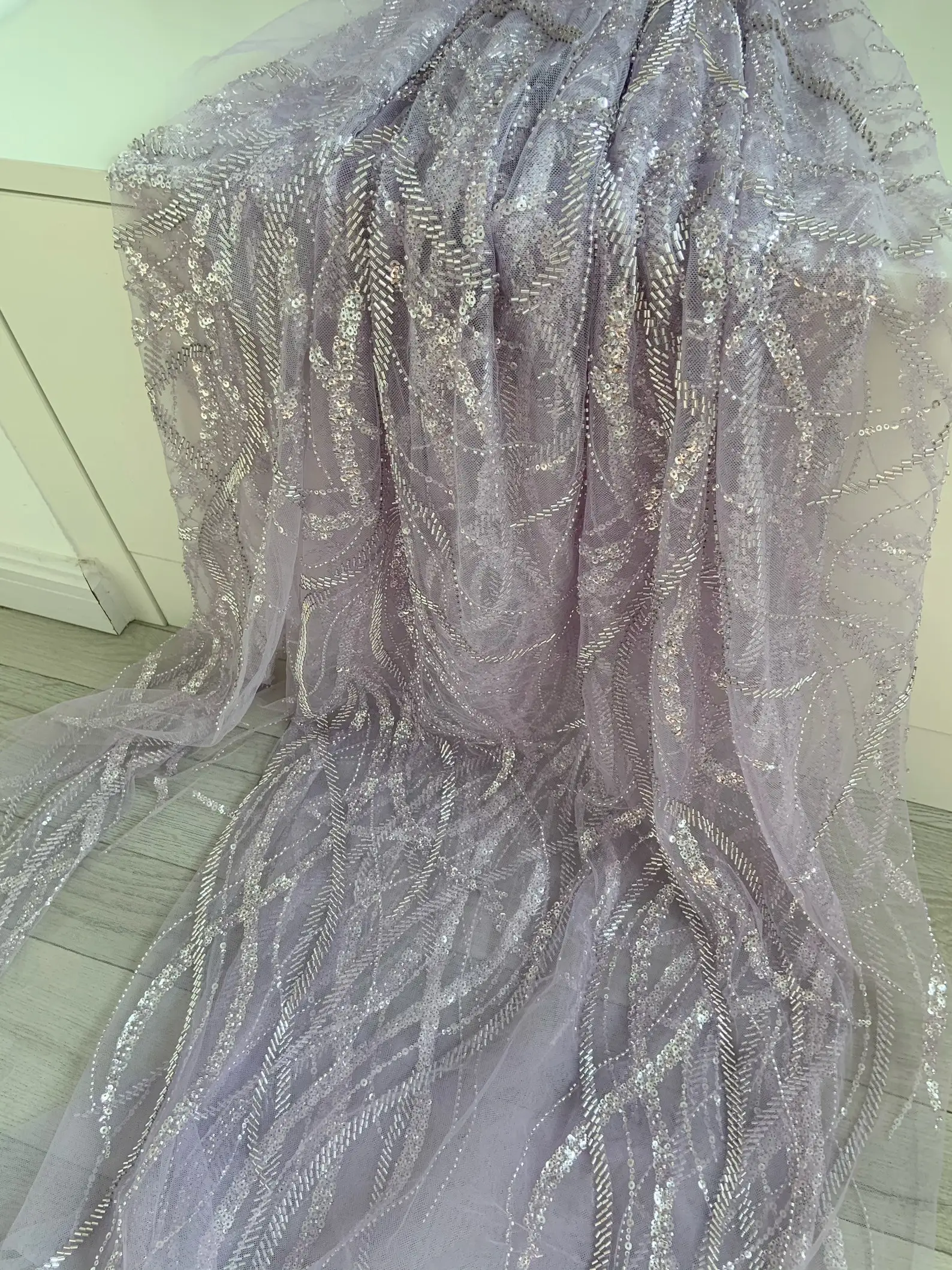 1 yard Light Purple Bead Tulle Lace Fabric for Bridal Dress, Beading and Sequined Mesh Fabric for Wedding Gown
1 yard Light Purple Bead Tulle Lace Fabric for Bridal Dress, Beading and Sequined Mesh Fabric for Wedding Gown