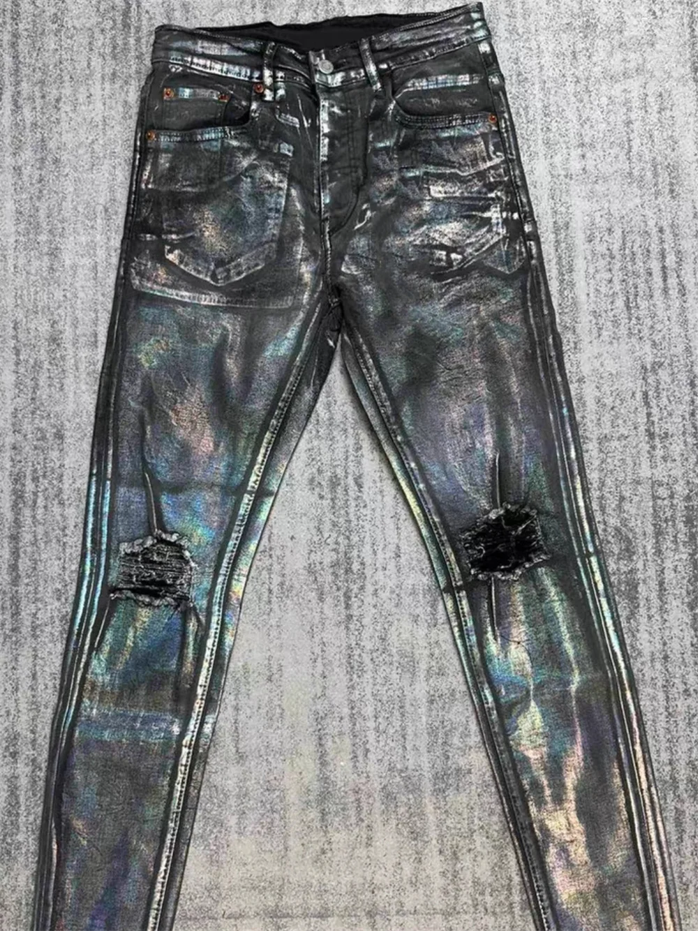 

Bright Color 2024 new Skinny Jeans Men Jeans Mens Design Pant Distressed Ripped Biker Black Jean Slim Fit Motorcycle Coated
