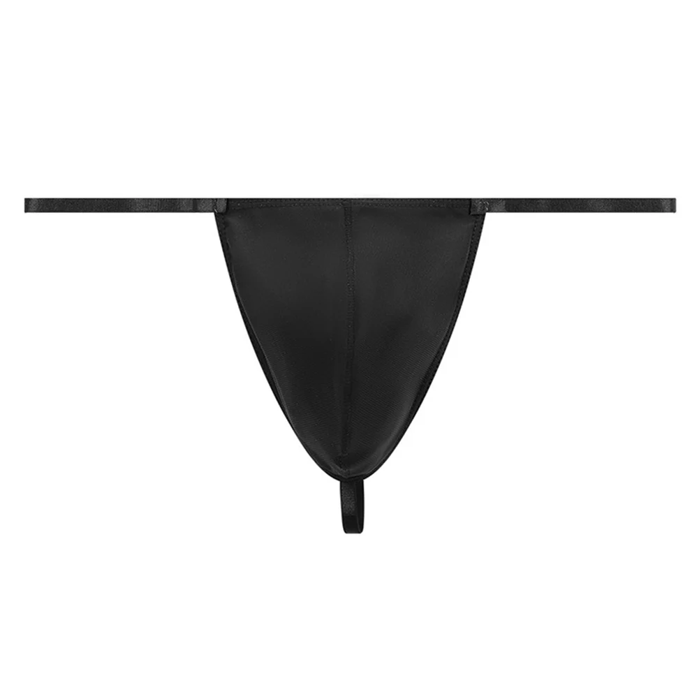 

Sexy Men Ice Silk Thin Low Waisted Breathable G-String Thong Bikini Underwear Pouch Bulge Thongs Panties Solid Men's T-Back