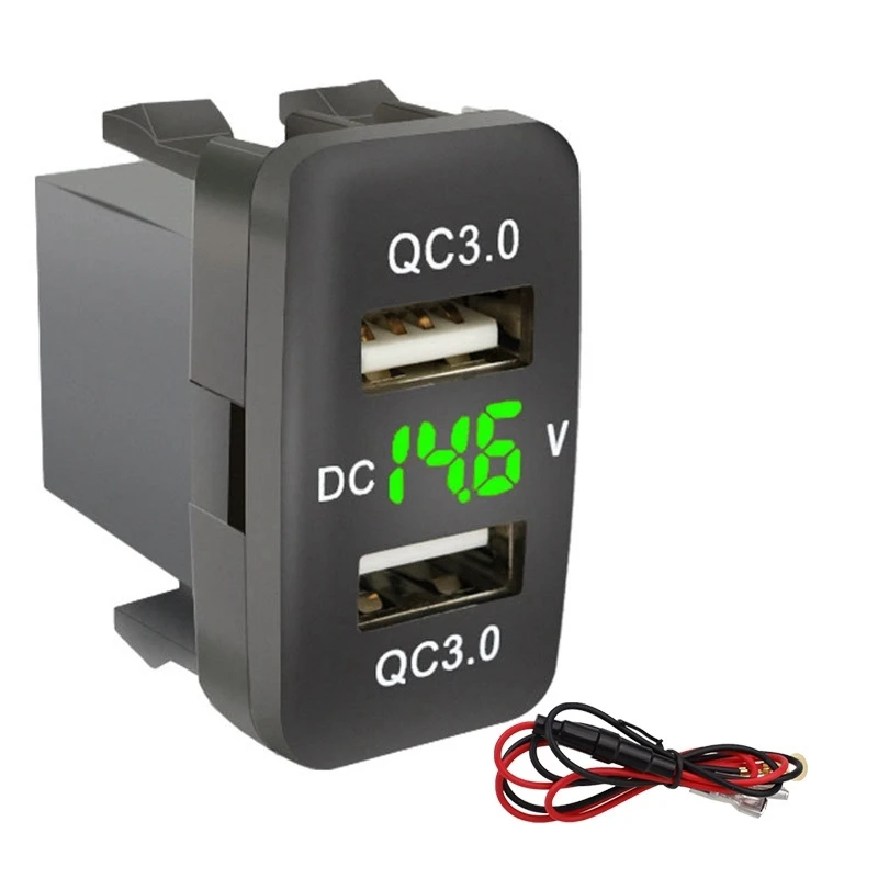 Автомобильный двойной USB быстрая зарядка с дисплеем вольтметр черный напряжение автомобильное зарядное устройство для Toyota 
Автомобильный двойной USB быстрая зарядка с дисплеем вольтметр черный напряжение автомобильное зарядное устройство для Toyota