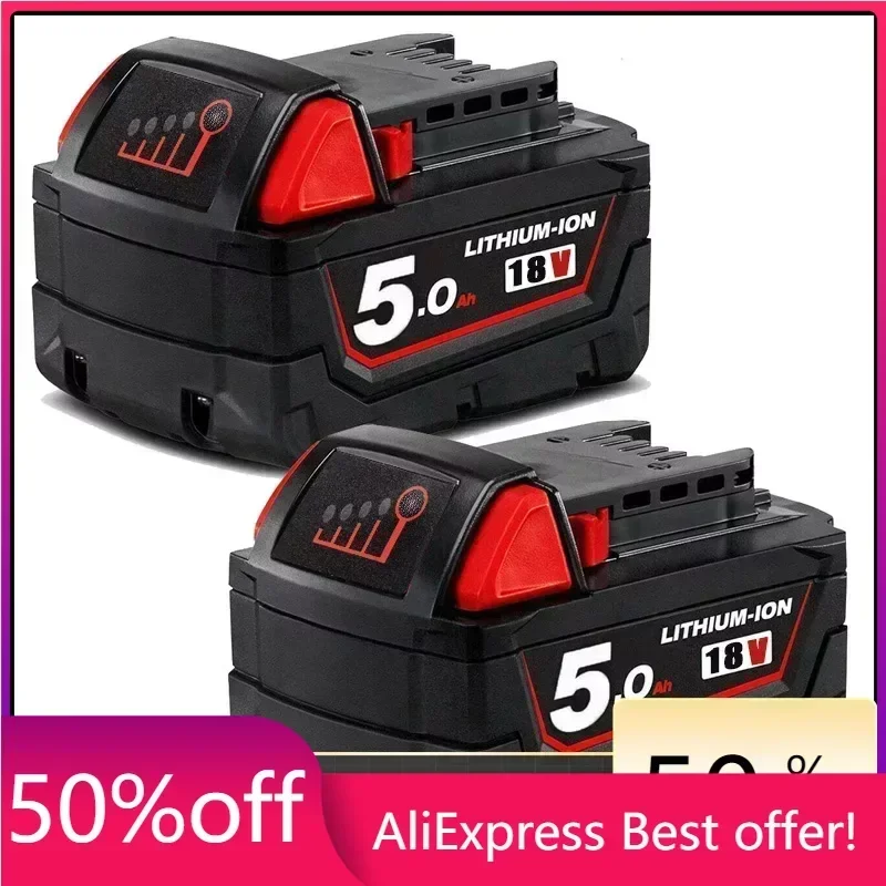 5.0Ah 6.0Ah 18V M18 Rechargeable Battery Replacement for Milwaukee M18B Lithium XC 48-11-1850 48-11-1862 48-11-1840 48-11-1828
5.0Ah 6.0Ah 18V M18 Rechargeable Battery Replacement for Milwaukee M18B Lithium XC 48-11-1850 48-11-1862 48-11-1840 48-11-1828