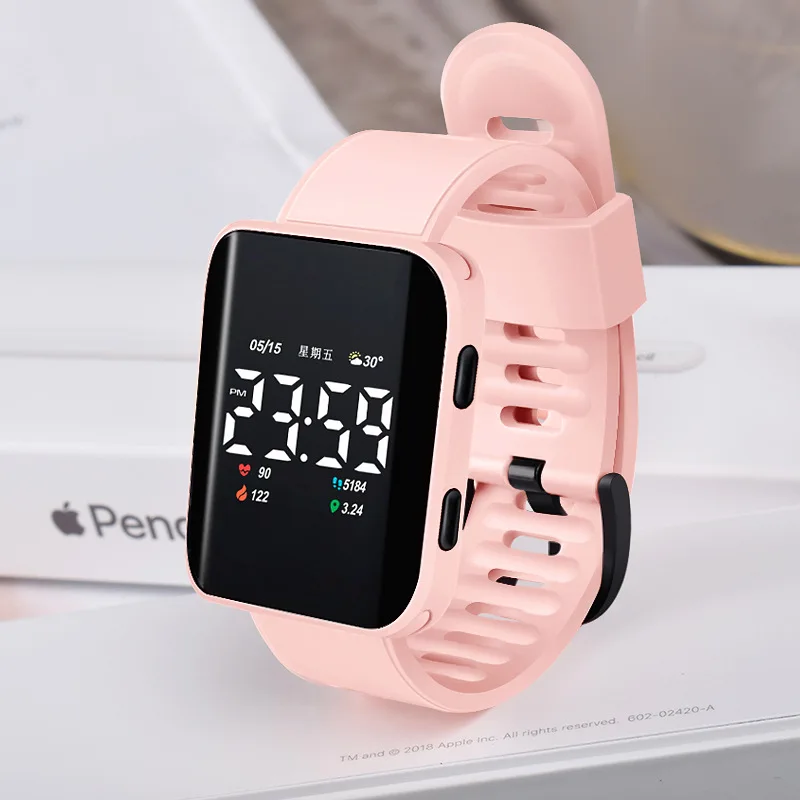 

2022 Women's Wristwatch LED Watch New Fashion Waterproof Digital Clock Most Sold Pink Girls Watch For Ladies relogio femini