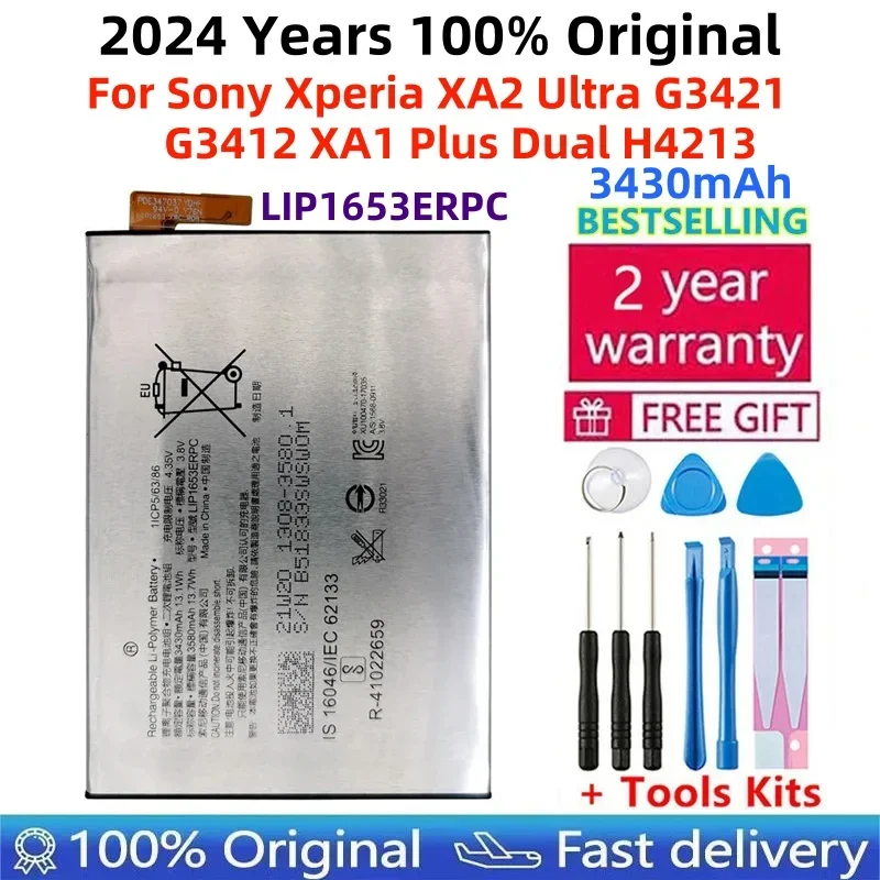 

100% Original For Sony Xperia XA2 Ultra G3421 G3412 XA1 Plus Dual H4213 High Quality LIP1653ERPC 3430mAh Battery Bateria+Tools