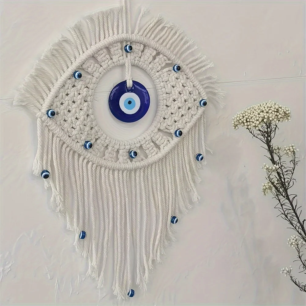 Turkish Blue Evil Eye Wall Hanging - Handcrafted Glass Protection Amulet 4 S6829fada525e4701aa858e7e182cf61av