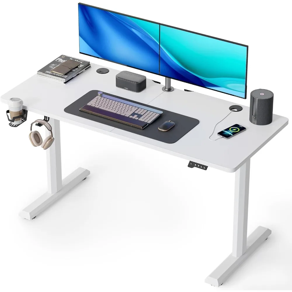 

Height Adjustable Electric Standing Desk, 55 x 24 Inches Stand up Table, Sit Stand Home Office Desk with Splice Board