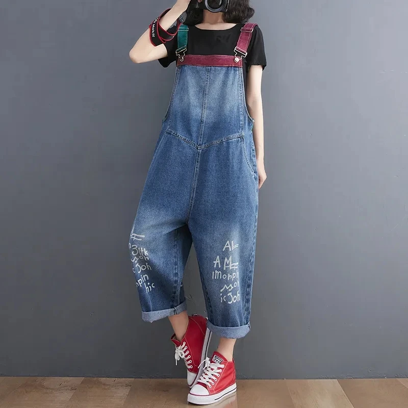 Summer Jeans Jumpsuit Women Adjustable Denim Overalls For Women Letters Printed Wide Leg Jumpsuits Female Loose Pockets Romper
Summer Jeans Jumpsuit Women Adjustable Denim Overalls For Women Letters Printed Wide Leg Jumpsuits Female Loose Pockets Romper