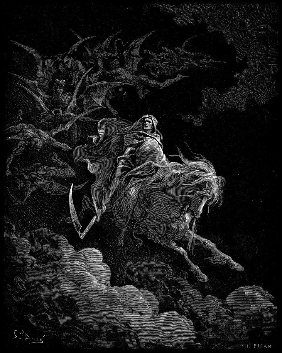 

Gustave Dore Death on the Pale Horse Art Print Poster grandes para pared oil paintings canvas For Home Decor Wall Art