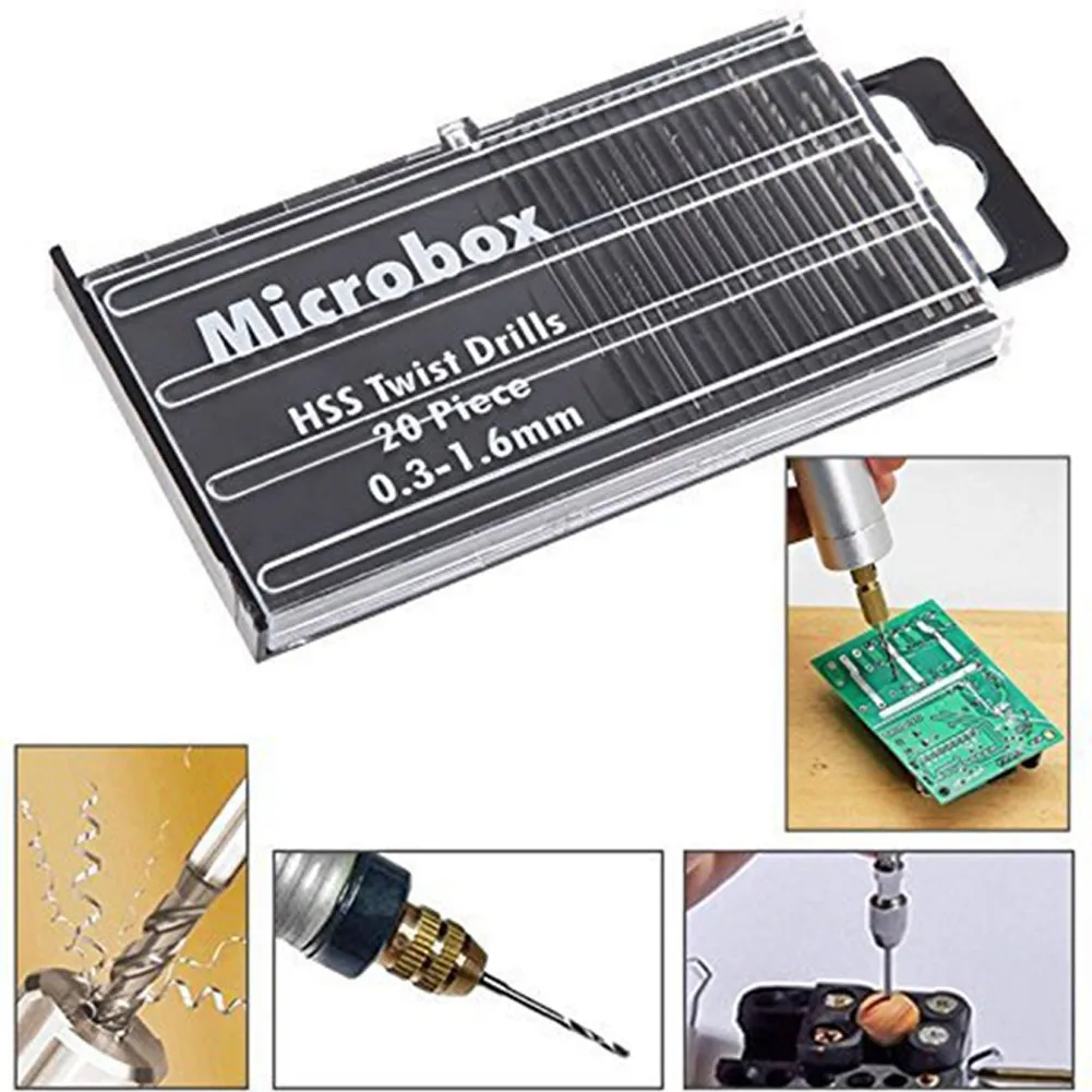 20pcs Mini HSS Spiral Drill Bit Set Micro Drill For Precision Craft Jewellery Watch Electronics Maintenance Tools 0.3 To 1.6mm
20pcs Mini HSS Spiral Drill Bit Set Micro Drill For Precision Craft Jewellery Watch Electronics Maintenance Tools 0.3 To 1.6mm
