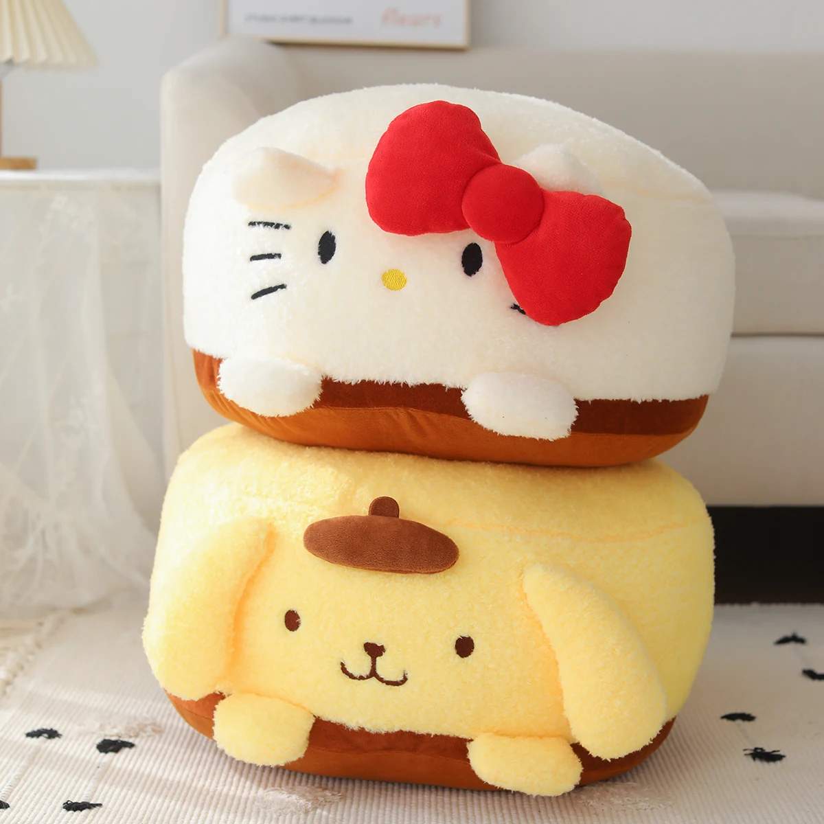 Sanrio Plush My Melody Doll Cute Lovely Lazy Man Sits On A Round Bottom Cushion Kawaii Toys