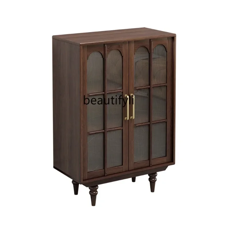 

American Living Room Storage TV Cabinet Side Cabinet Locker French Entry Lux Simple Pure Solid Wood Sideboard Cabinet