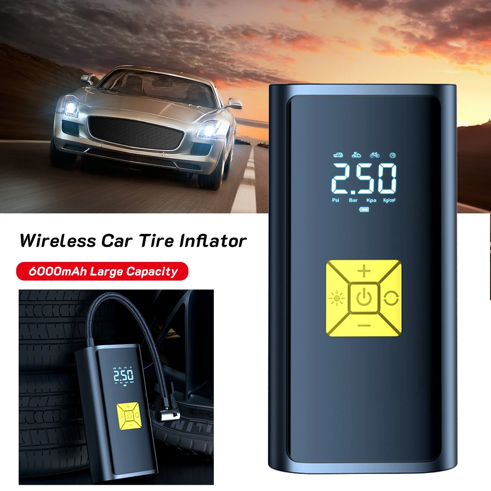 Mini Car Tire Inflator Portable Air Compressor Rechargeable Wireless Inflatable Pump with LED for Motorcycle Bicycle Tyre Balls
Mini Car Tire Inflator Portable Air Compressor Rechargeable Wireless Inflatable Pump with LED for Motorcycle Bicycle Tyre Balls