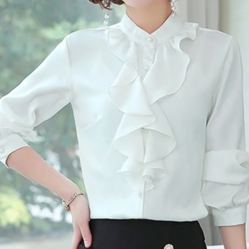 Fashion Elegant Ruffles Spliced Blouses for Office Lady Commute Long Sleeve Solid Color Button Shirt Women's Clothing D138
Fashion Elegant Ruffles Spliced Blouses for Office Lady Commute Long Sleeve Solid Color Button Shirt Women's Clothing D138